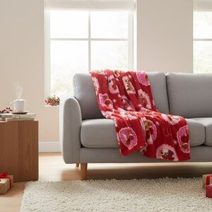 Festive Dog Print Fleece Throw Blanket